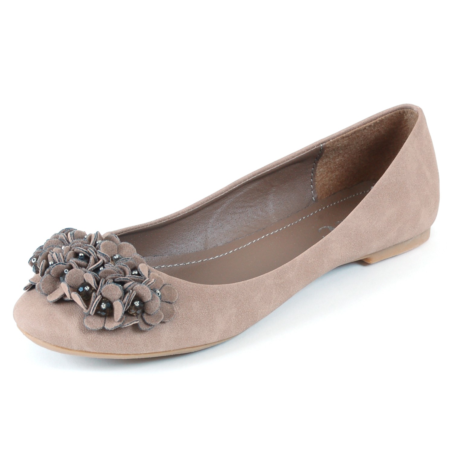 Women's Ballet Flats Dressy Round Toe Shoes Velvet & Rhinestone Floral